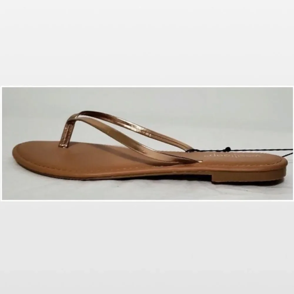 New Westloop Womens Flip Flops Gold Tan Slip On Shoes Small 5 6